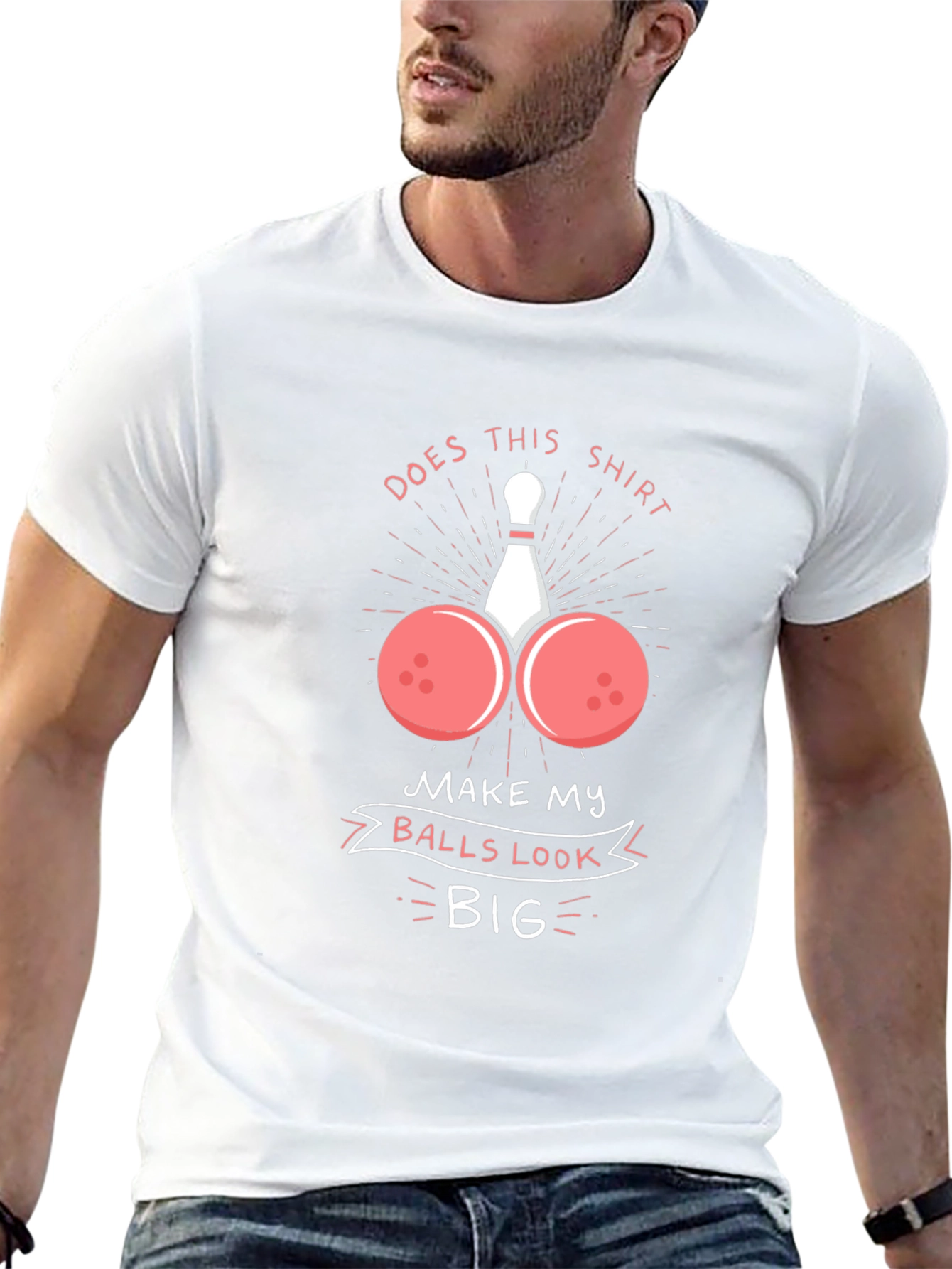 Humorous Bowling Ball T-Shirt - Balls Look Big!