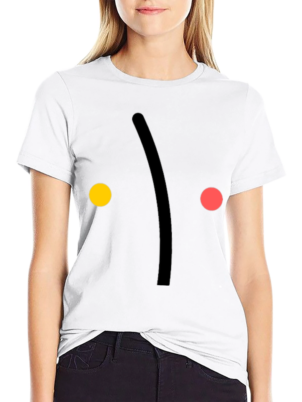 Minimalist Face Graphic Print Black T-Shirt