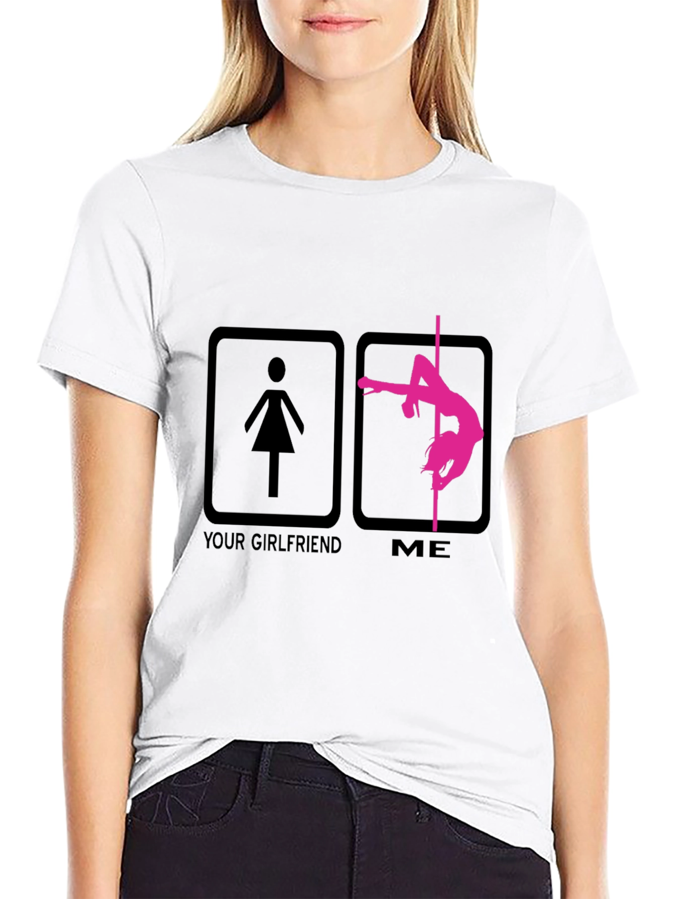 Funny Pole Dance T-Shirt - Your Girlfriend vs Me