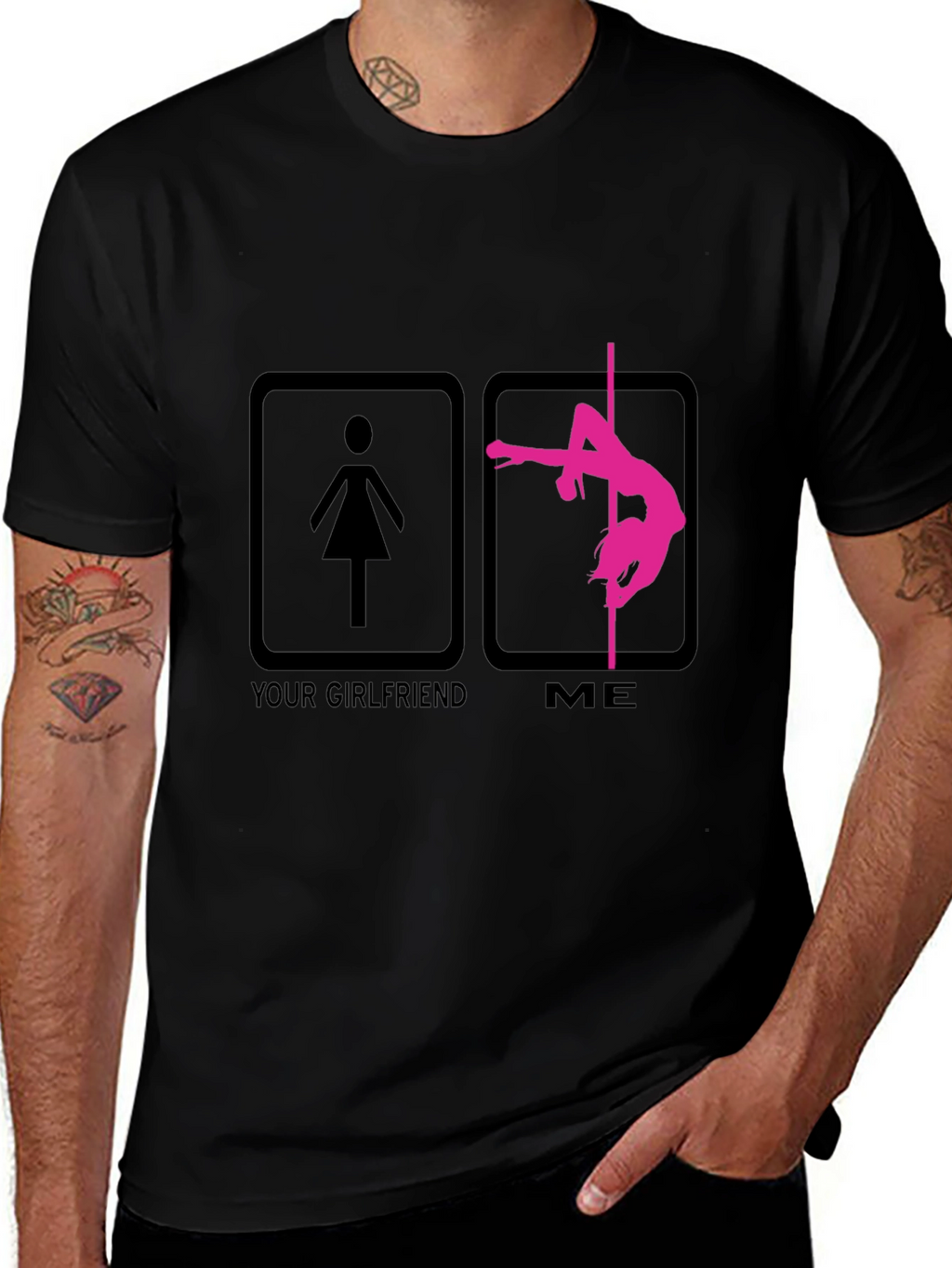 Funny Pole Dance T-Shirt - Your Girlfriend vs Me