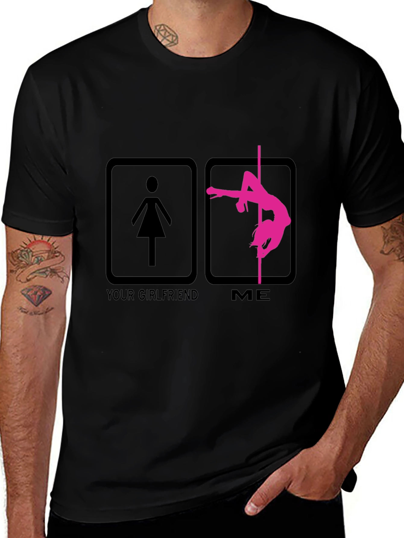 Funny Pole Dance T-Shirt - Your Girlfriend vs Me