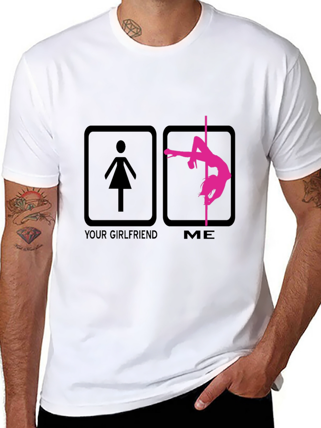 Funny Pole Dance T-Shirt - Your Girlfriend vs Me