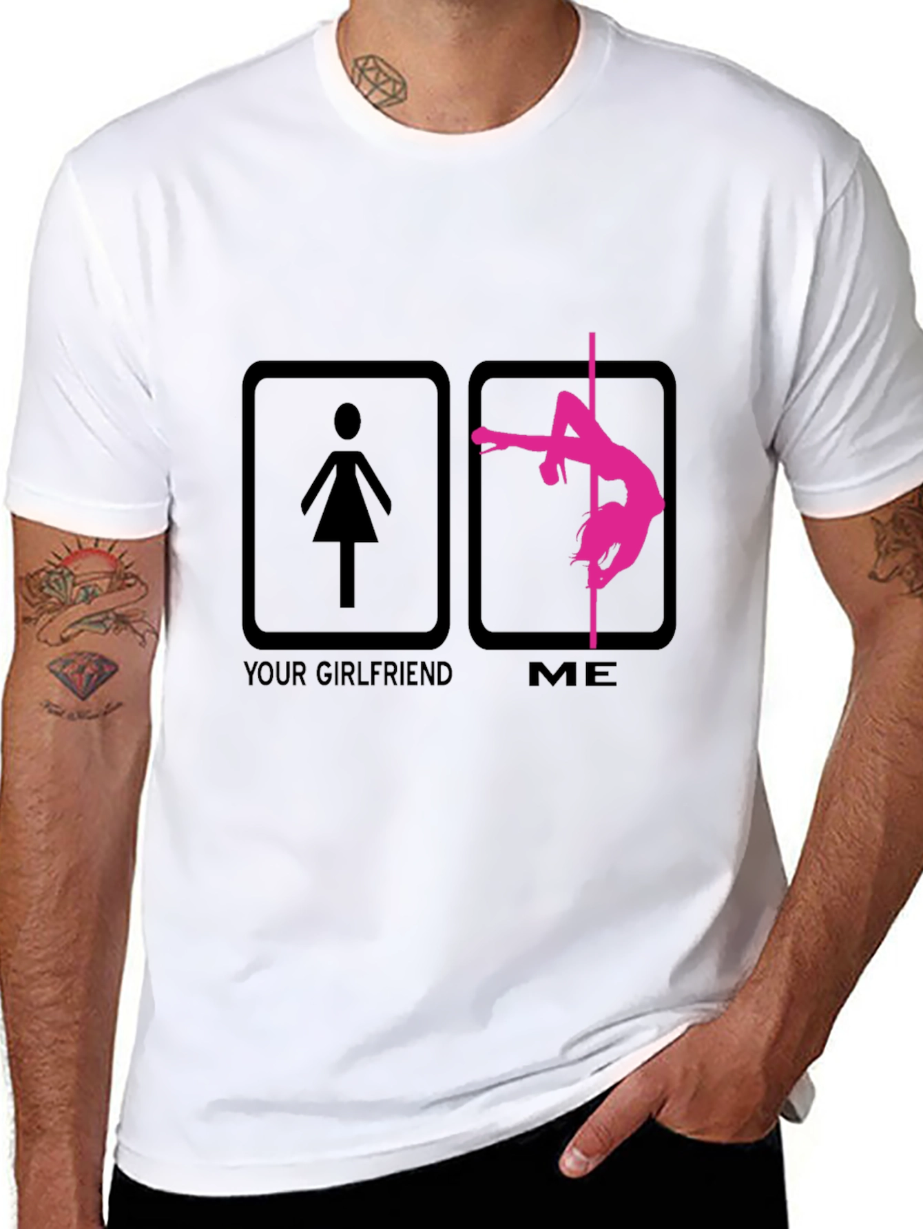Funny Pole Dance T-Shirt - Your Girlfriend vs Me