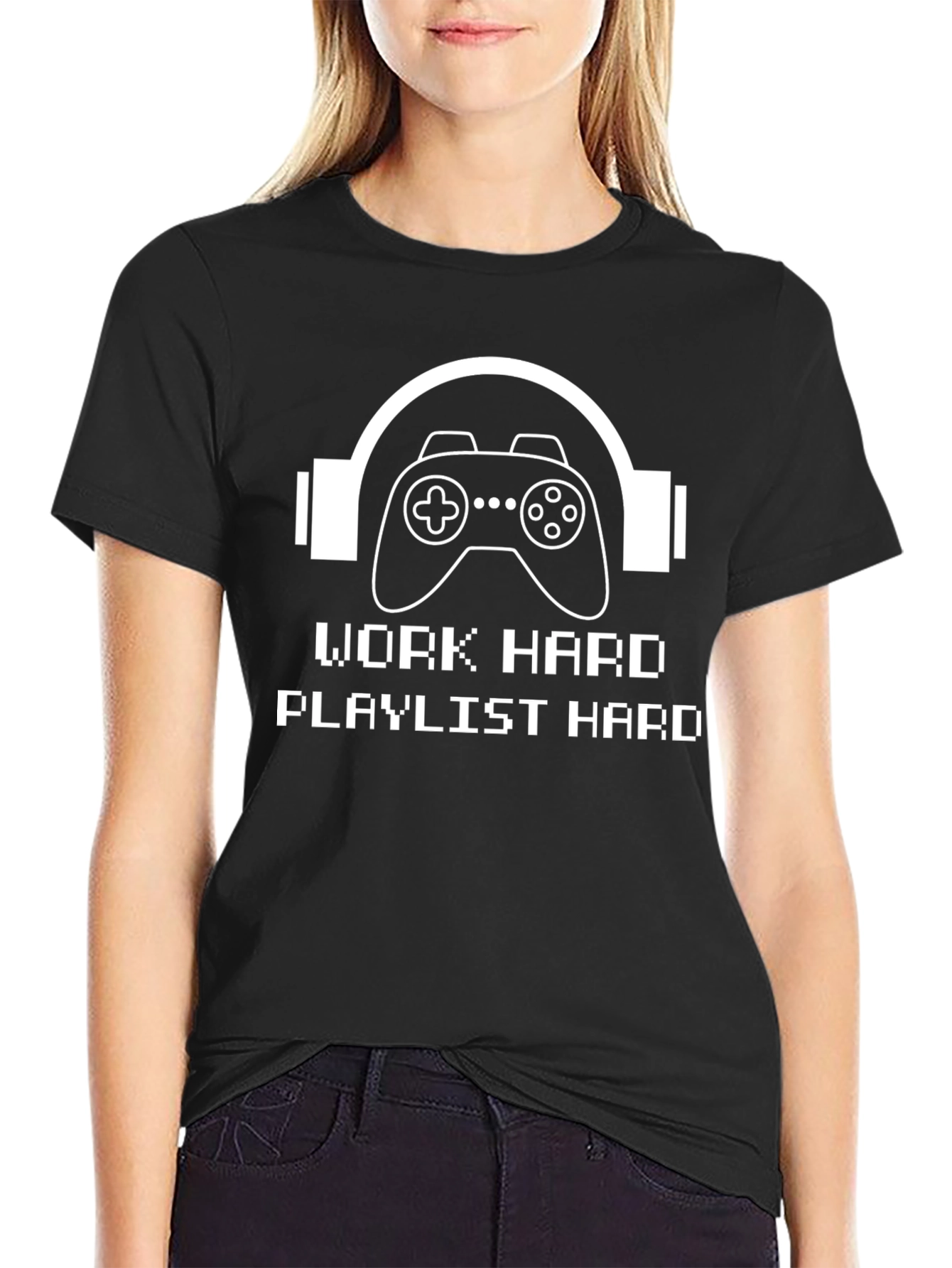 Gamer Headphone T-Shirt - Work Hard Playlist Hard