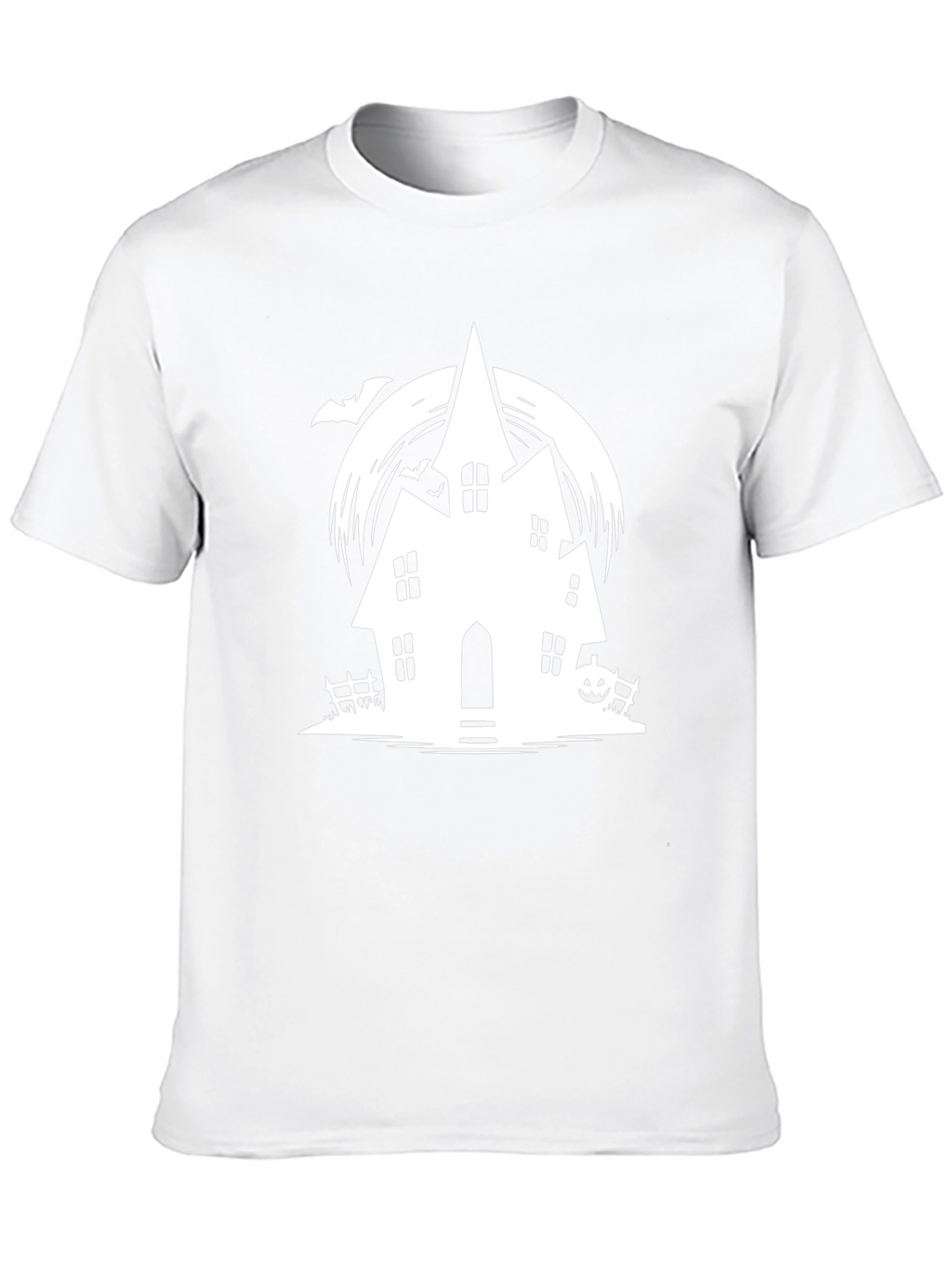 Spooky Halloween Haunted House Graphic Tee - Black