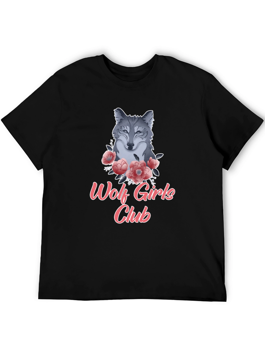 Wolf Girls Club Graphic Tee - Black Cotton T-Shirt