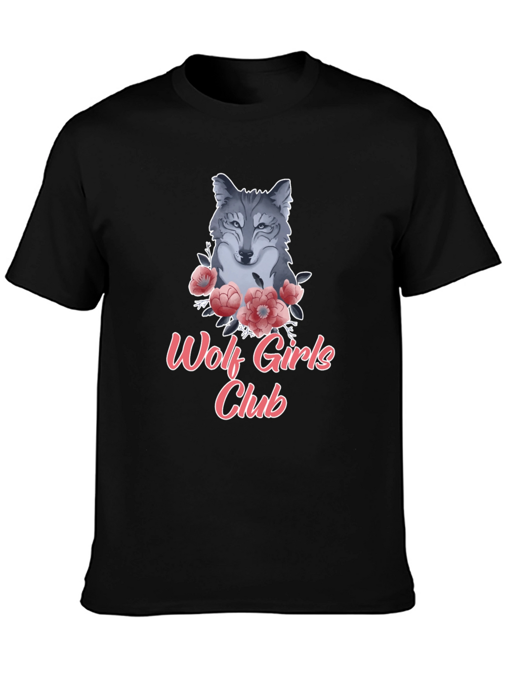 Wolf Girls Club Graphic Tee - Black Cotton T-Shirt