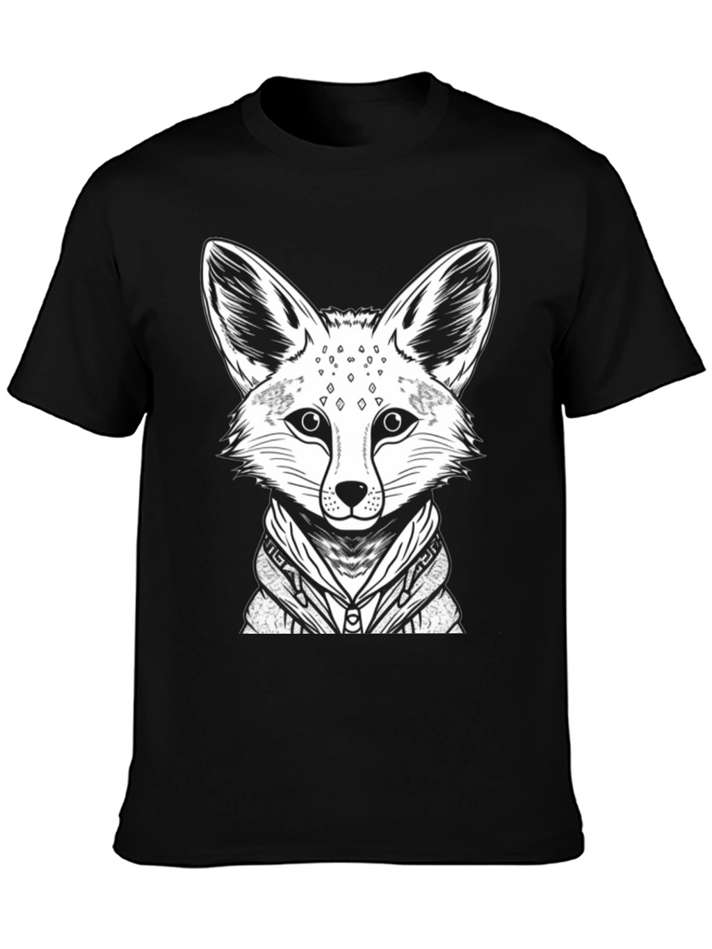 Cool Fox Graphic Tee - Mens Black Cotton Shirt