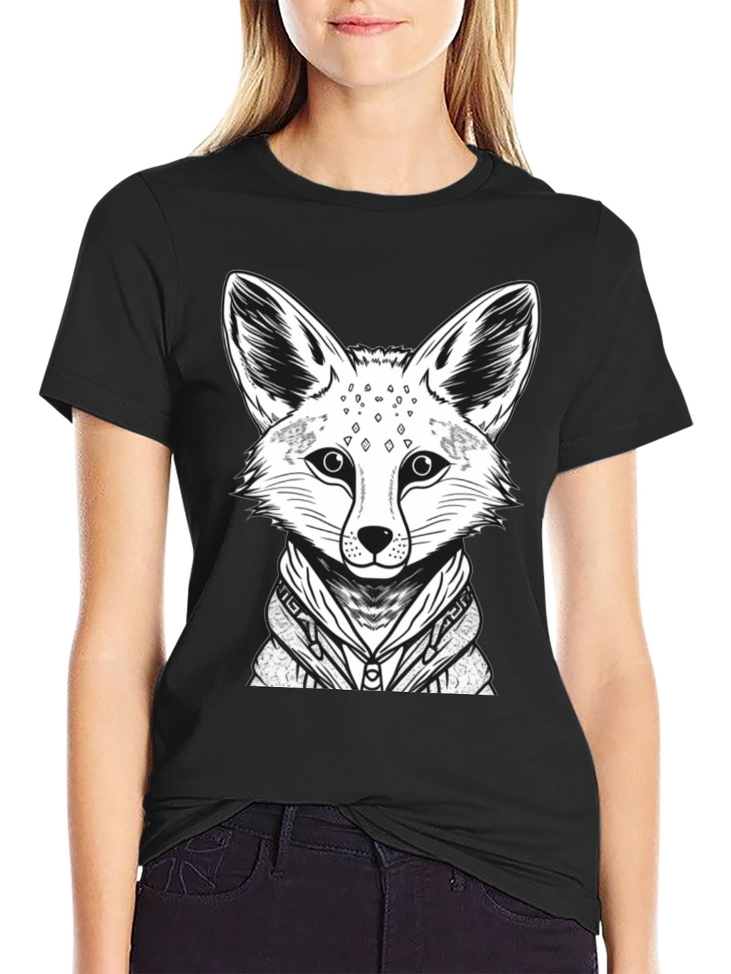 Cool Fox Graphic Tee - Mens Black Cotton Shirt