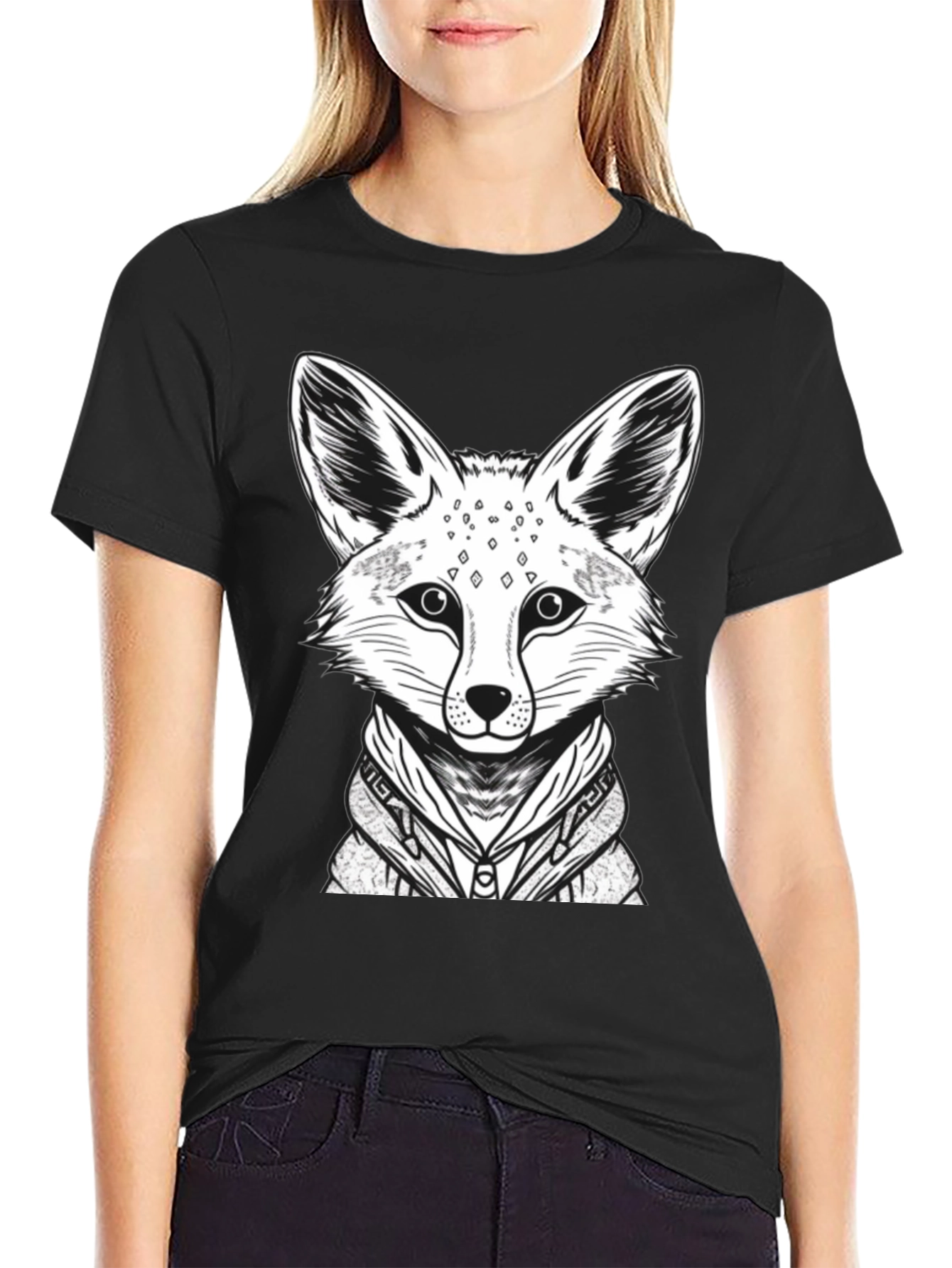 Cool Fox Graphic Tee - Mens Black Cotton Shirt