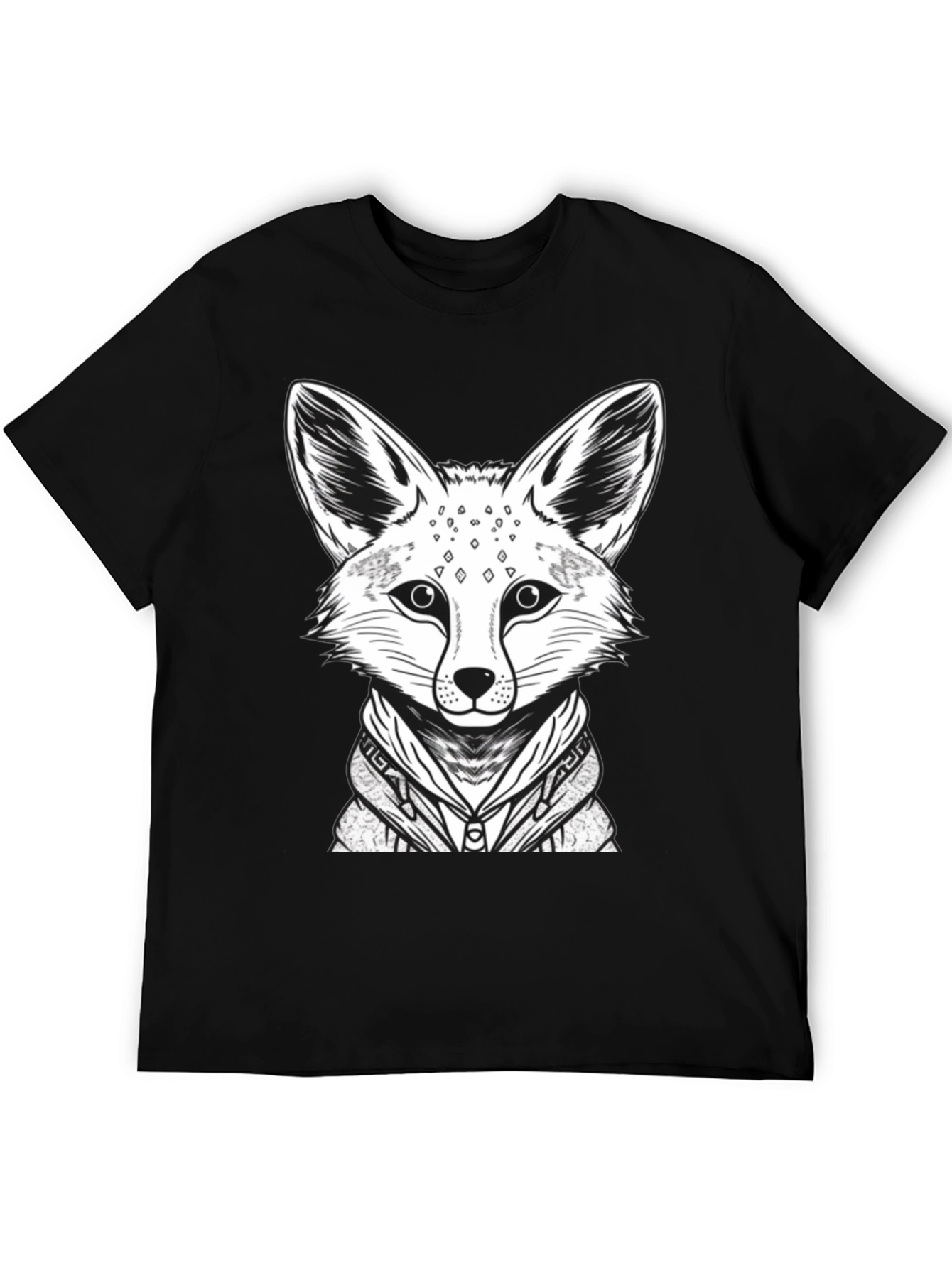 Cool Fox Graphic Tee - Mens Black Cotton Shirt