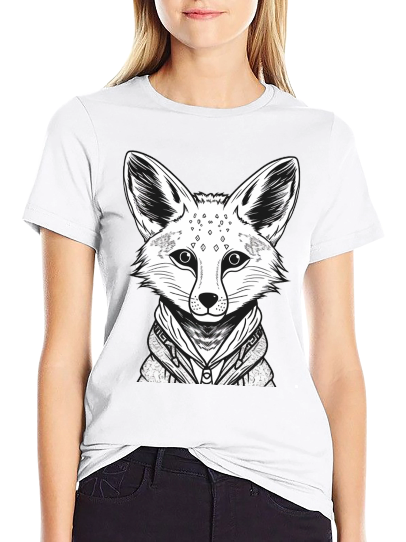 Cool Fox Graphic Tee - Mens Black Cotton Shirt