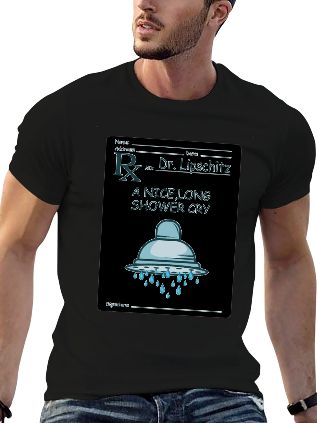 Shower Cry T-Shirt: Doctor Rx Novelty Tee