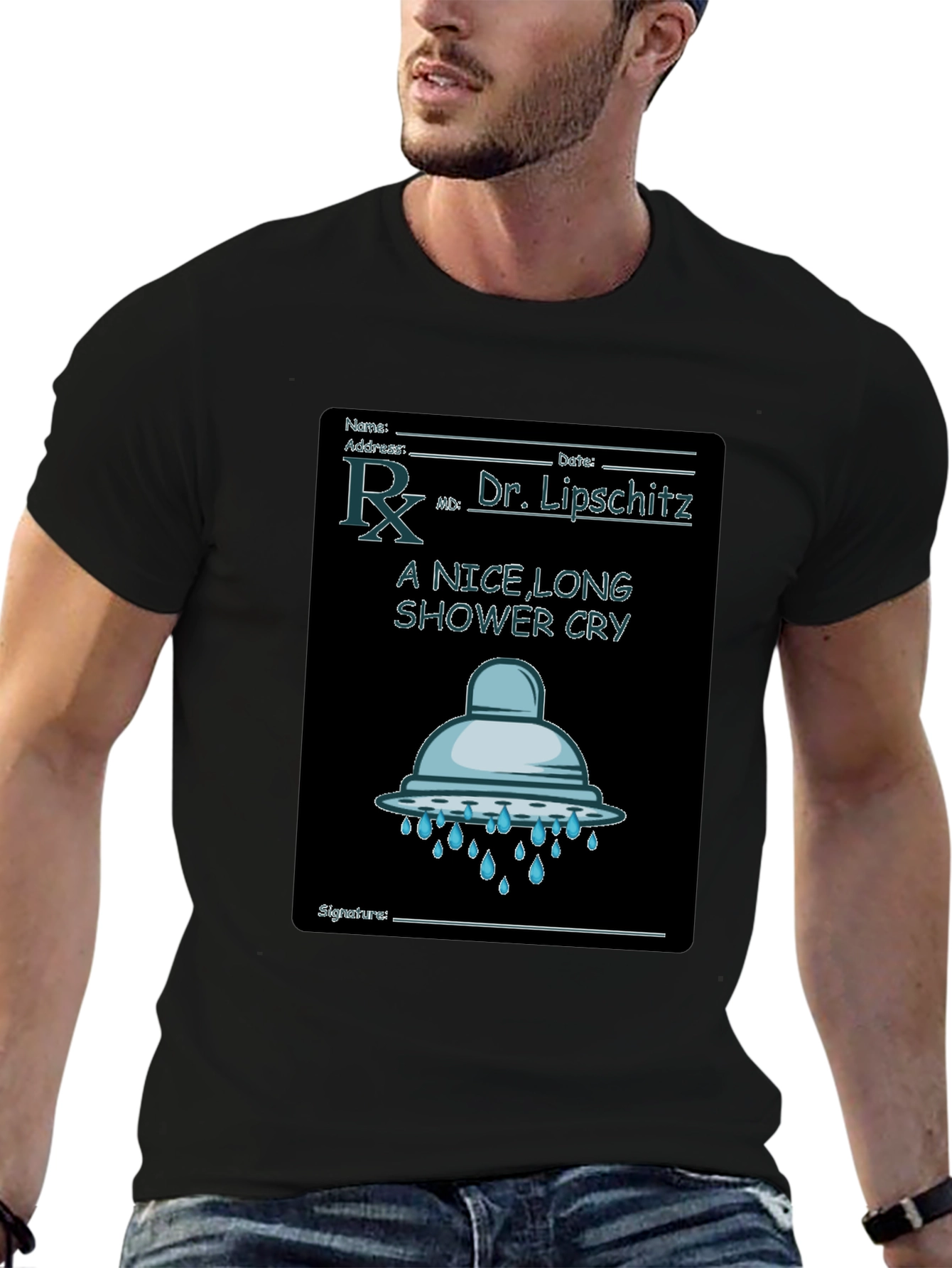 Shower Cry T-Shirt: Doctor Rx Novelty Tee