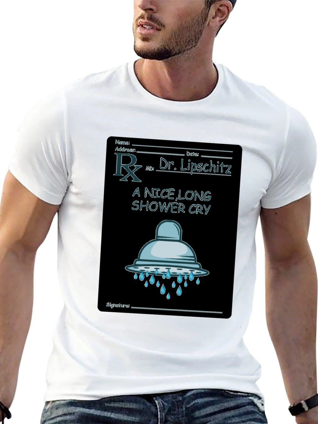 Shower Cry T-Shirt: Doctor Rx Novelty Tee