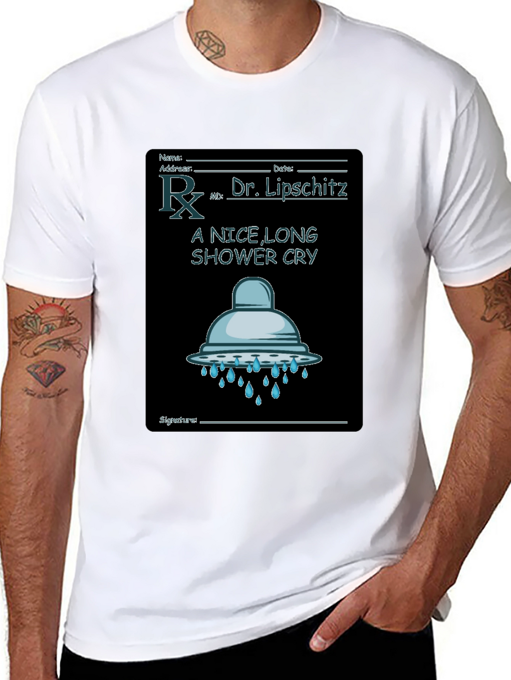 Shower Cry T-Shirt: Doctor Rx Novelty Tee