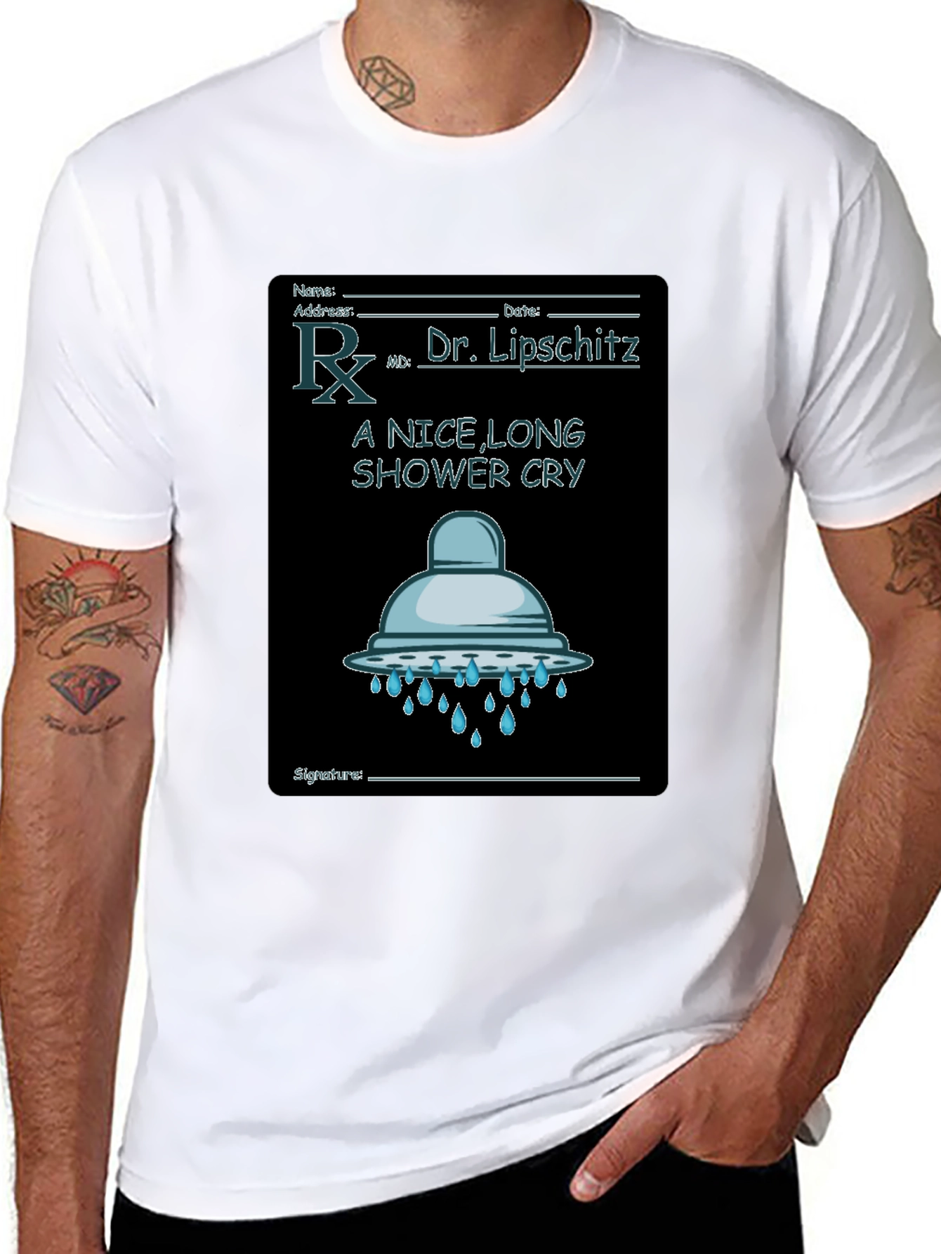 Shower Cry T-Shirt: Doctor Rx Novelty Tee