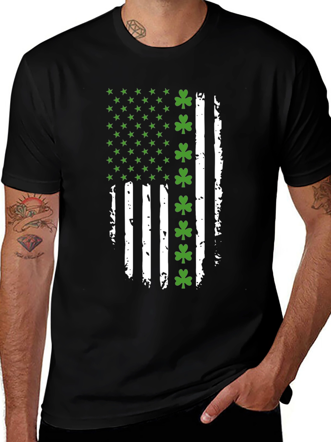 Distressed Irish American Flag Graphic Tee