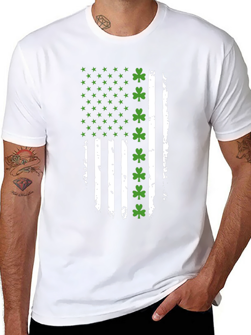 Distressed Irish American Flag Graphic Tee
