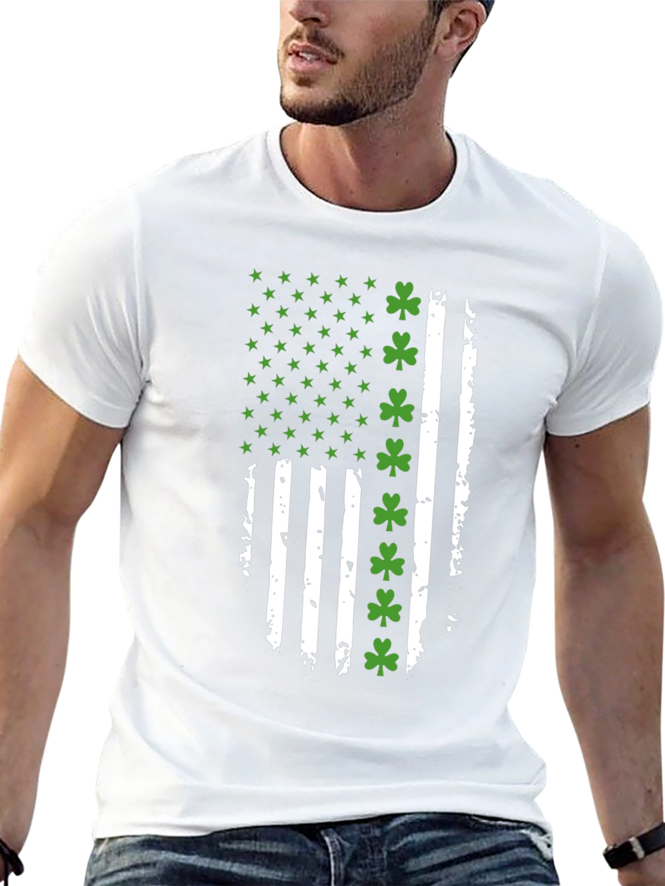 Distressed Irish American Flag Graphic Tee