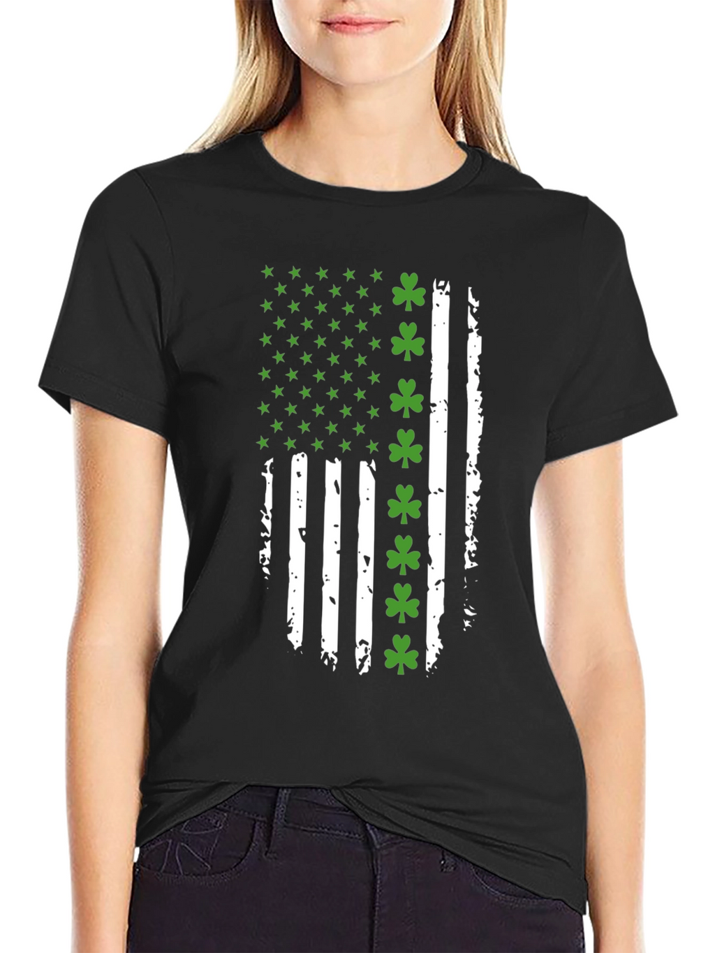 Distressed Irish American Flag Graphic Tee