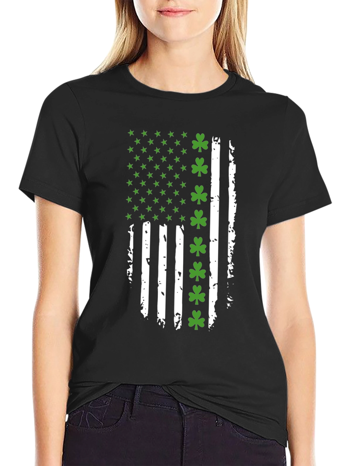 Distressed Irish American Flag Graphic Tee