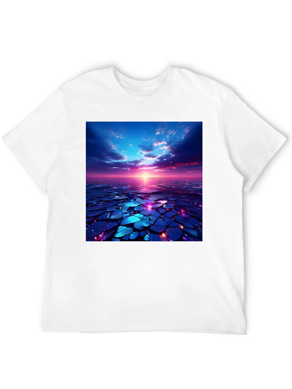 Abstract Sunset Design Black T-Shirt