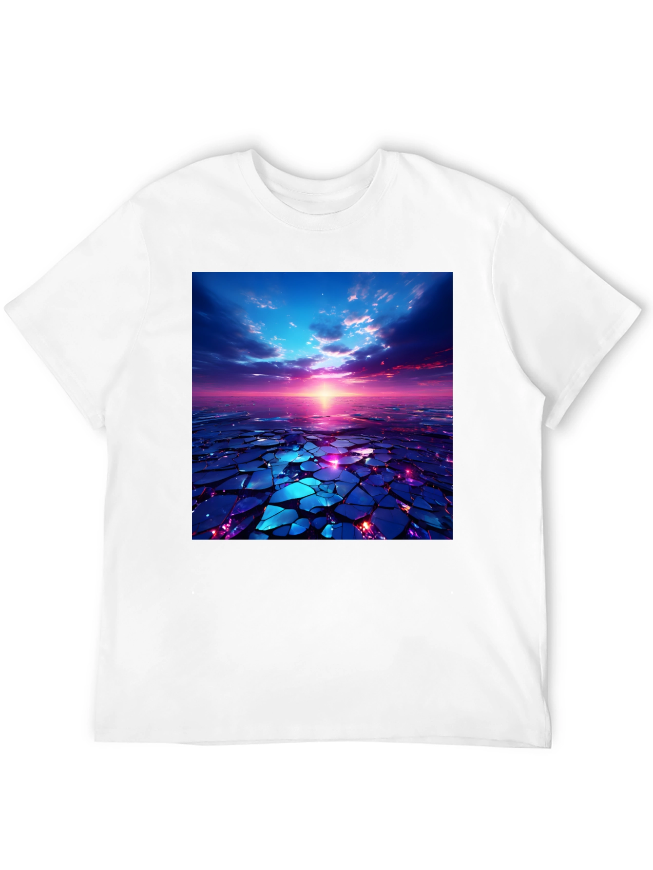 Abstract Sunset Design Black T-Shirt