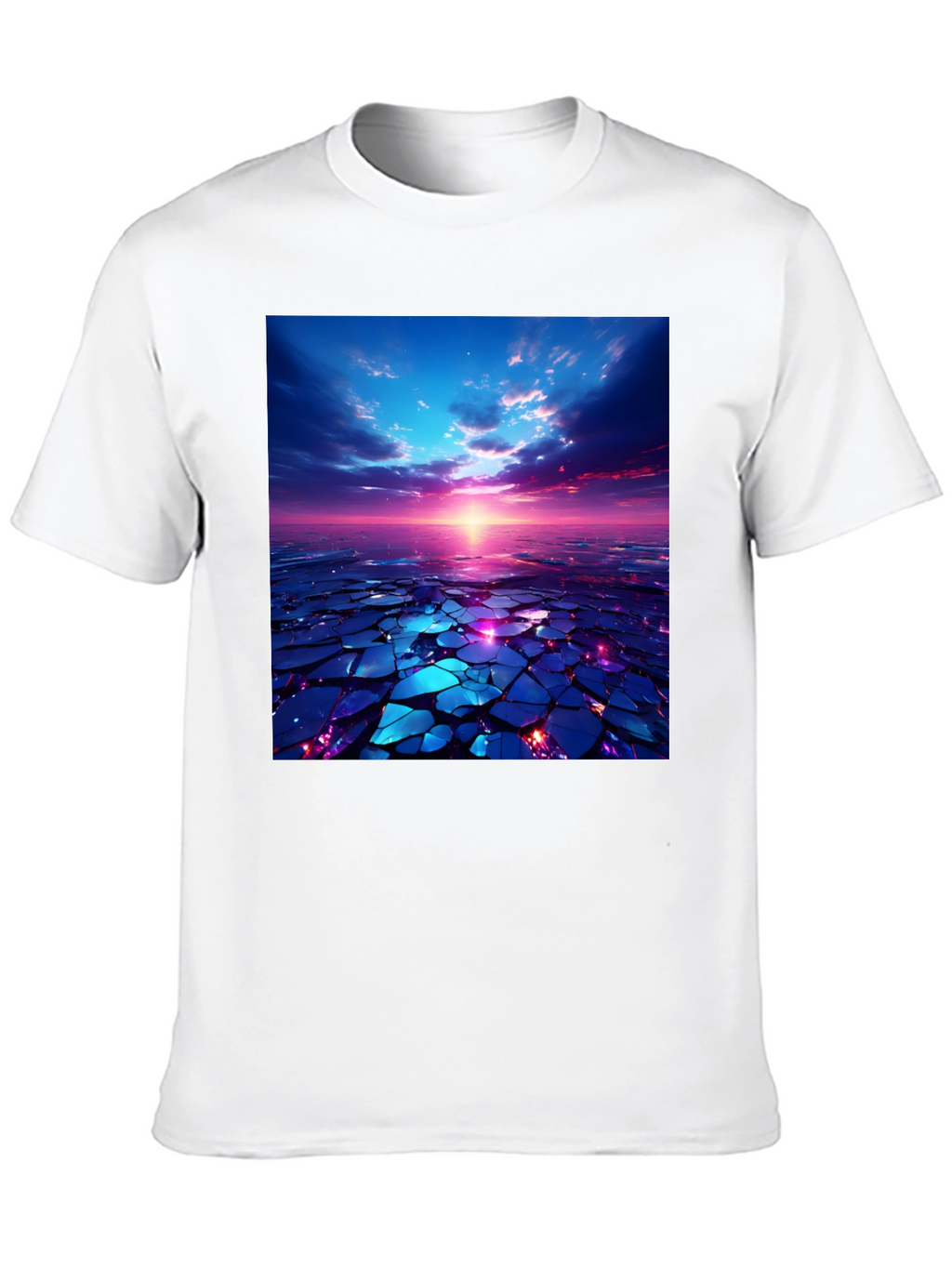 Abstract Sunset Design Black T-Shirt