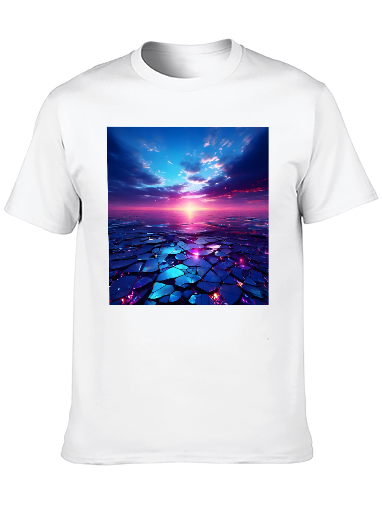 Abstract Sunset Design Black T-Shirt