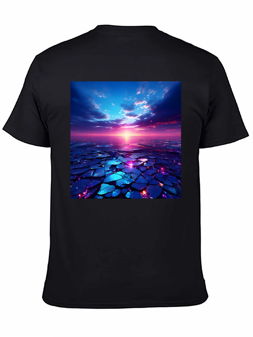 Abstract Sunset Design Black T-Shirt
