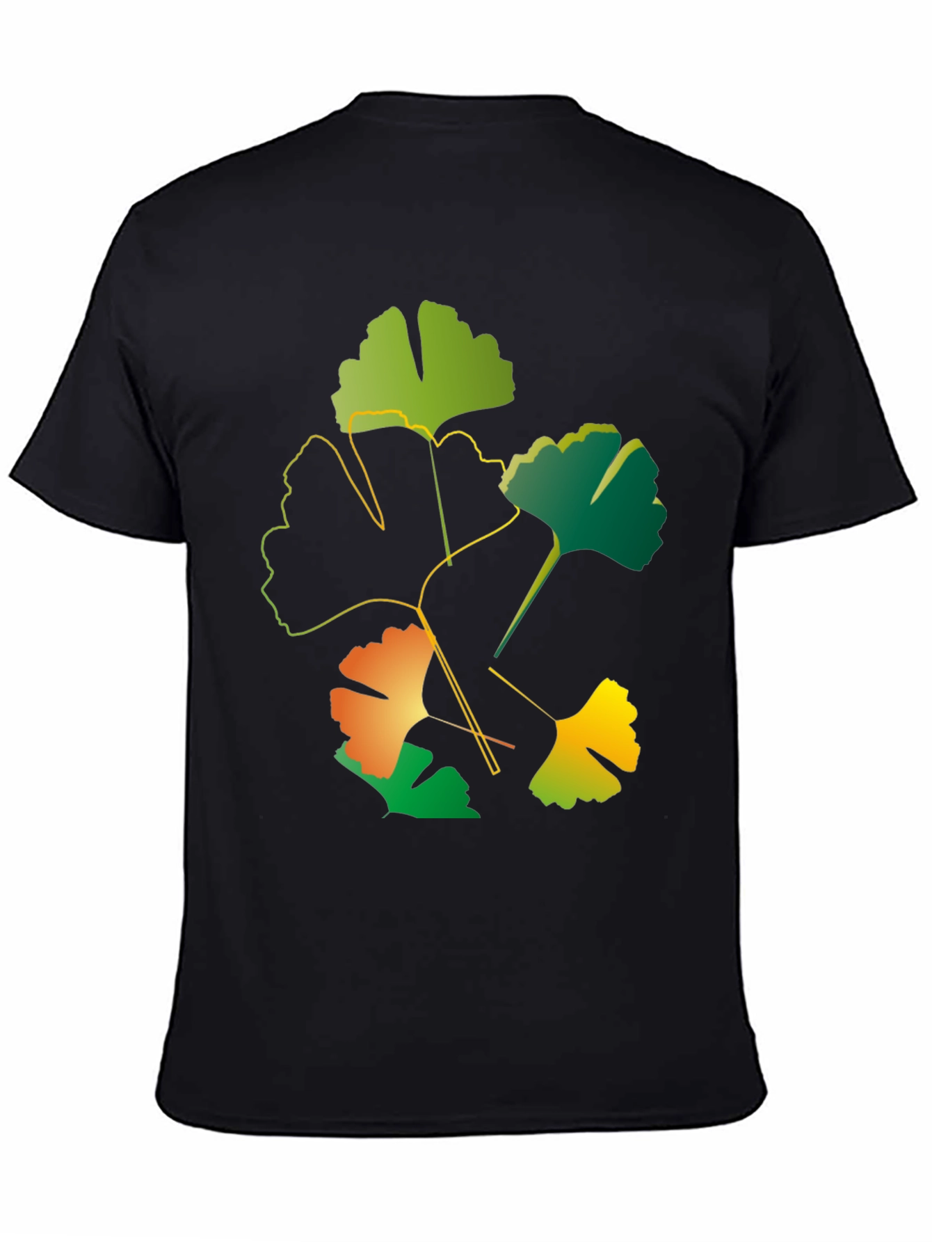 Ginkgo Leaf Graphic Black T-Shirt