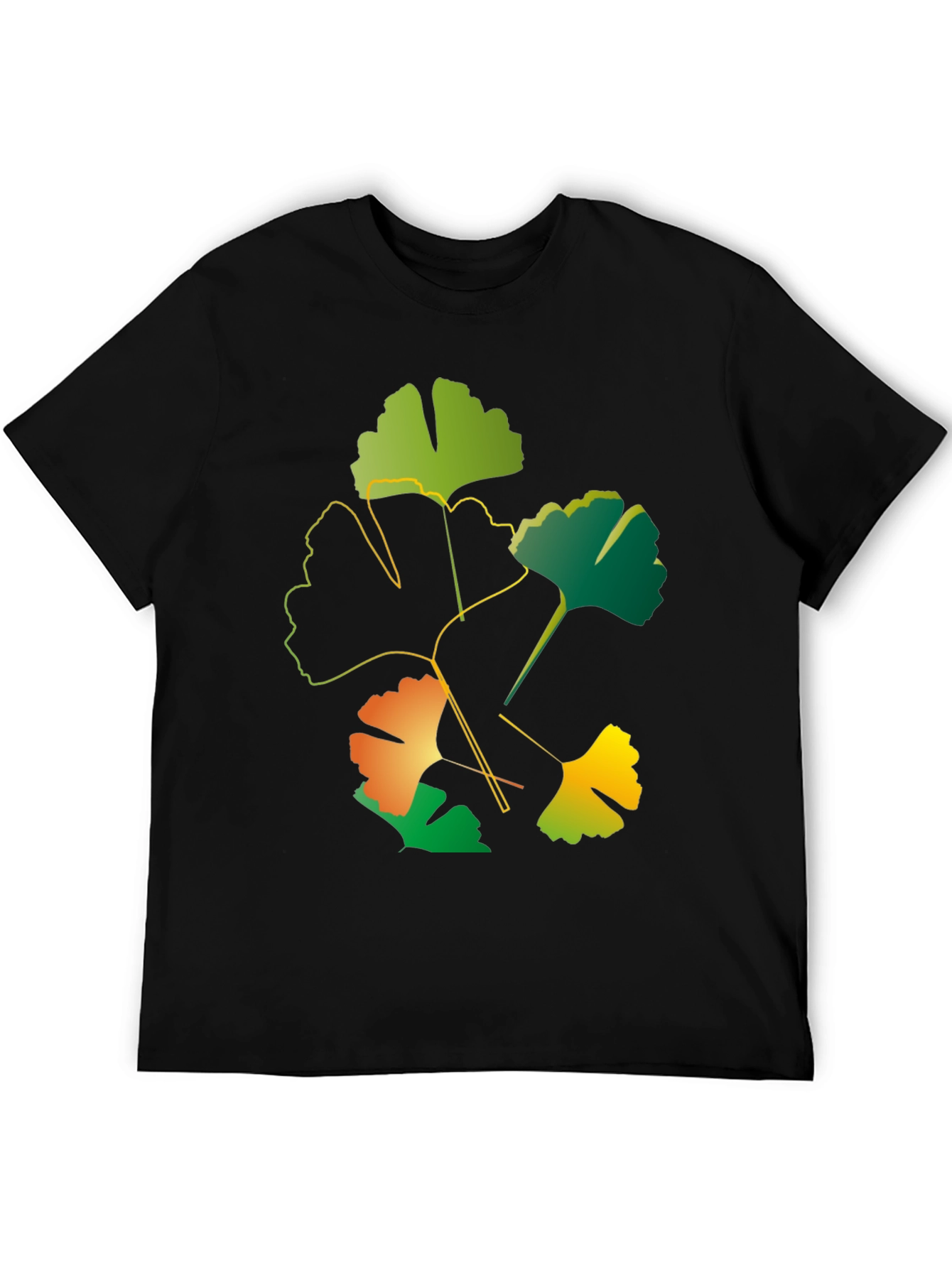 Ginkgo Leaf Graphic Black T-Shirt