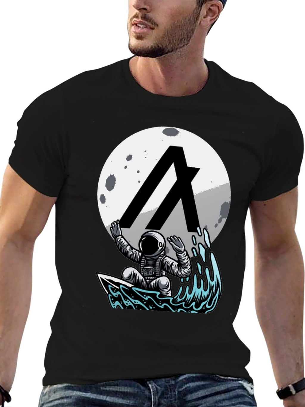 Astronaut Surfing Moon T-Shirt