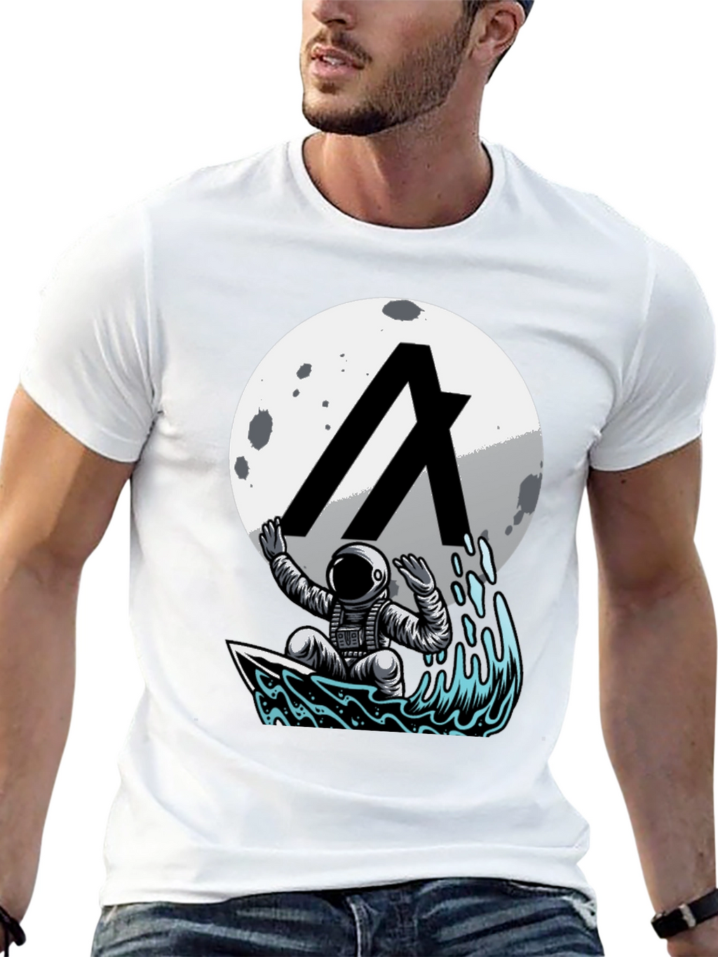 Astronaut Surfing Moon T-Shirt