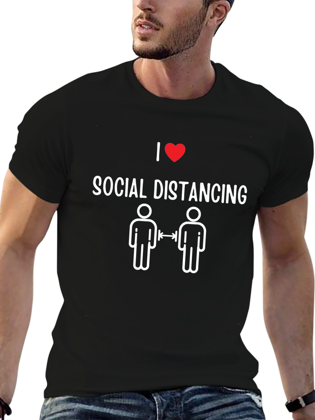 I Heart Social Distancing Black Graphic T-Shirt