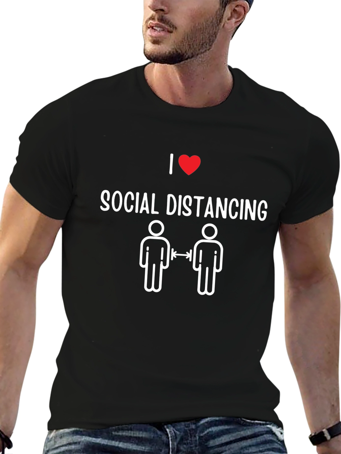 I Heart Social Distancing Black Graphic T-Shirt