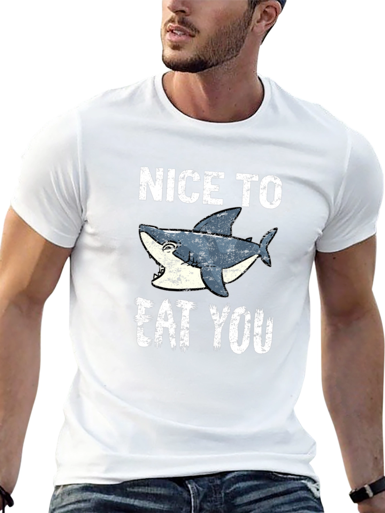 Funny Shark Graphic Tee - Nice To Eat You
