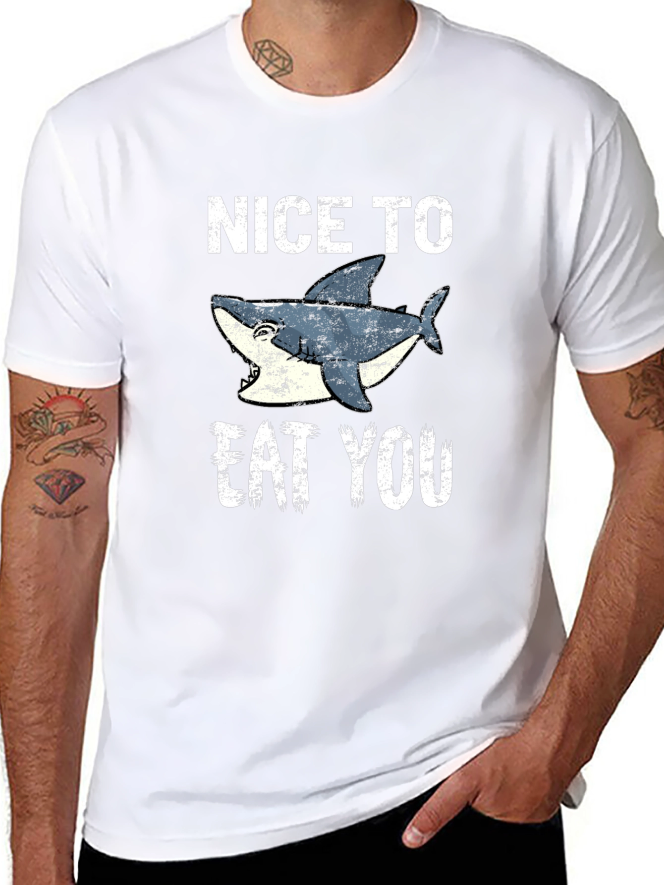 Funny Shark Graphic Tee - Nice To Eat You