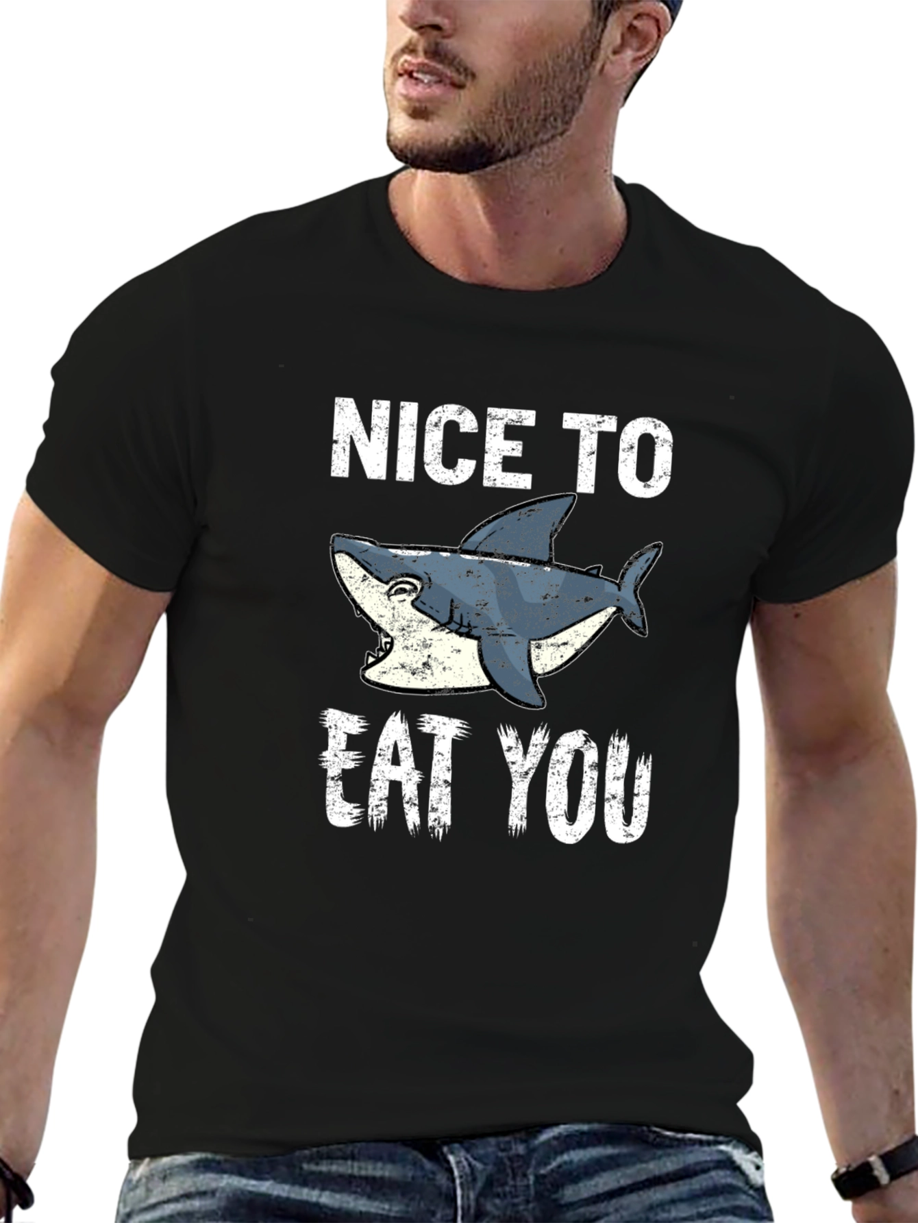 Funny Shark Graphic Tee - Nice To Eat You