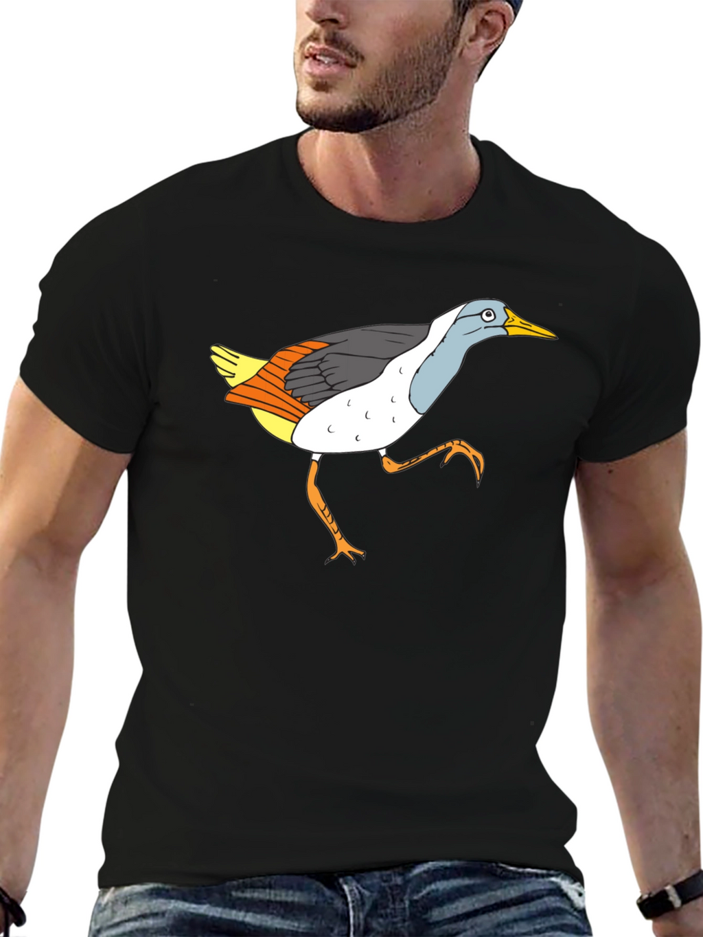 Funny Bird Graphic Black T-Shirt
