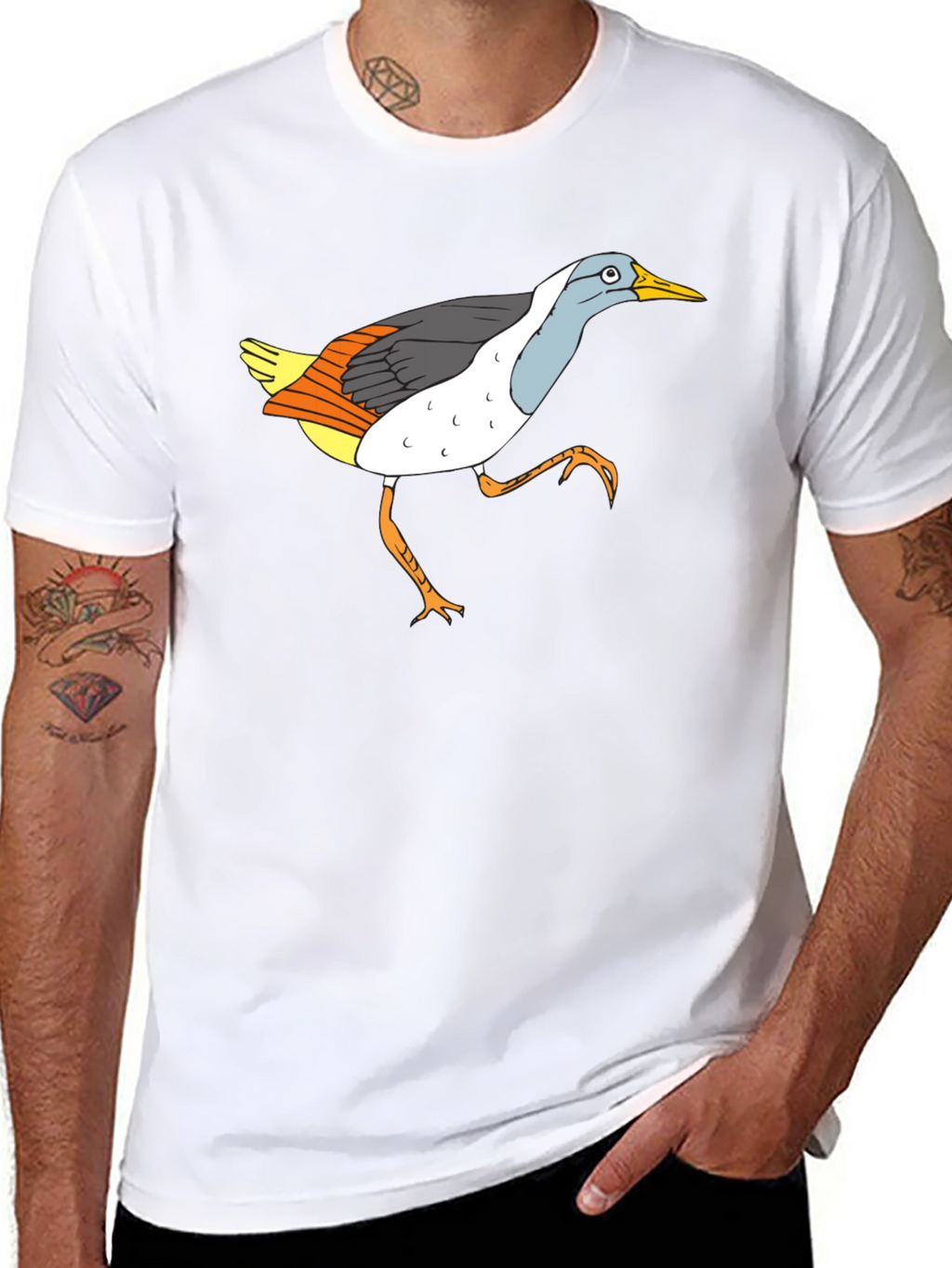 Funny Bird Graphic Black T-Shirt