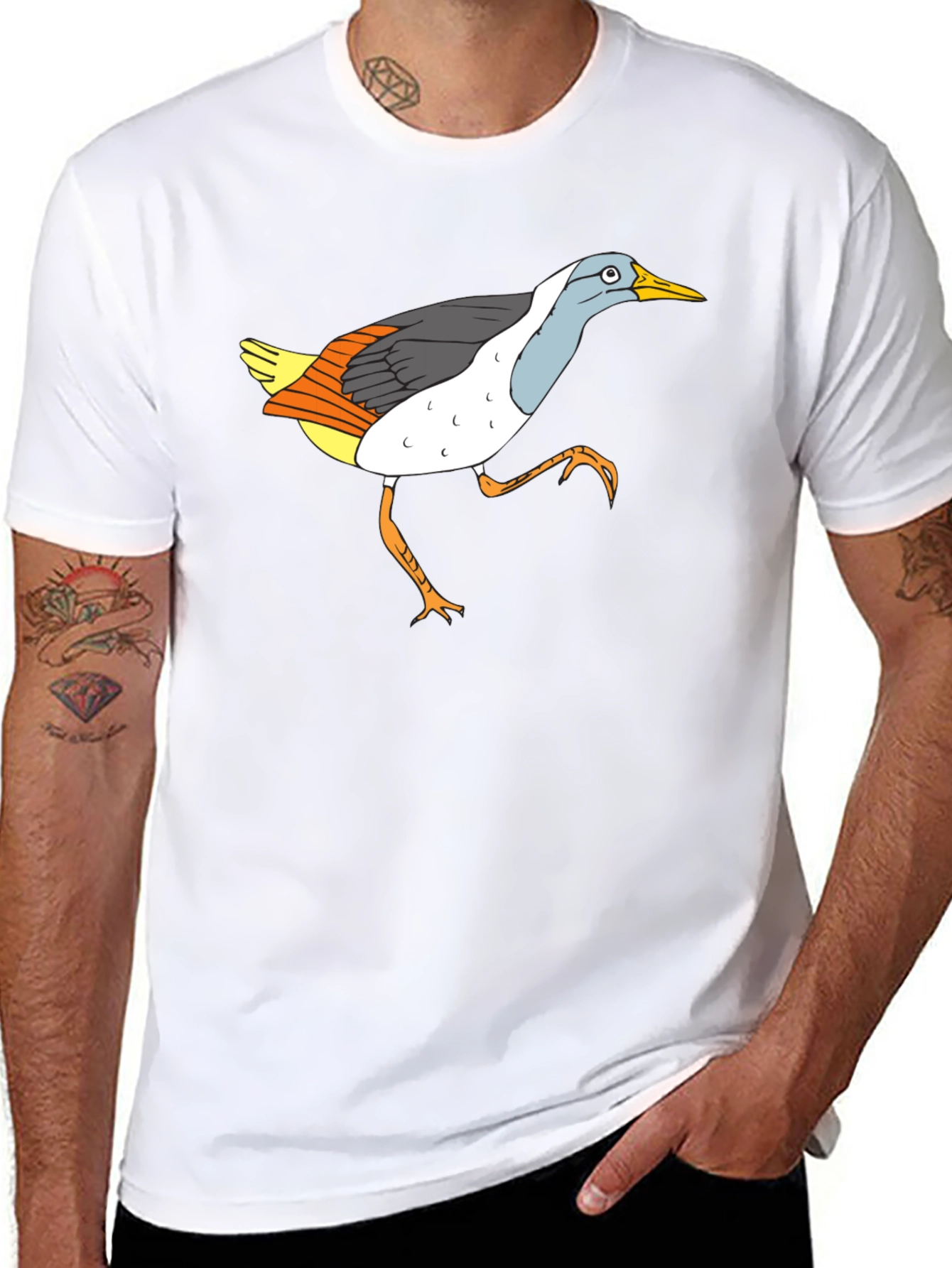 Funny Bird Graphic Black T-Shirt