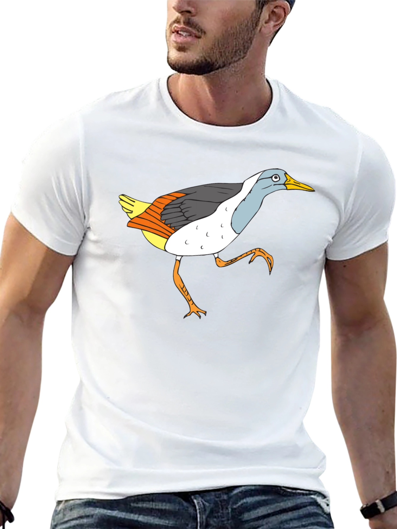 Funny Bird Graphic Black T-Shirt