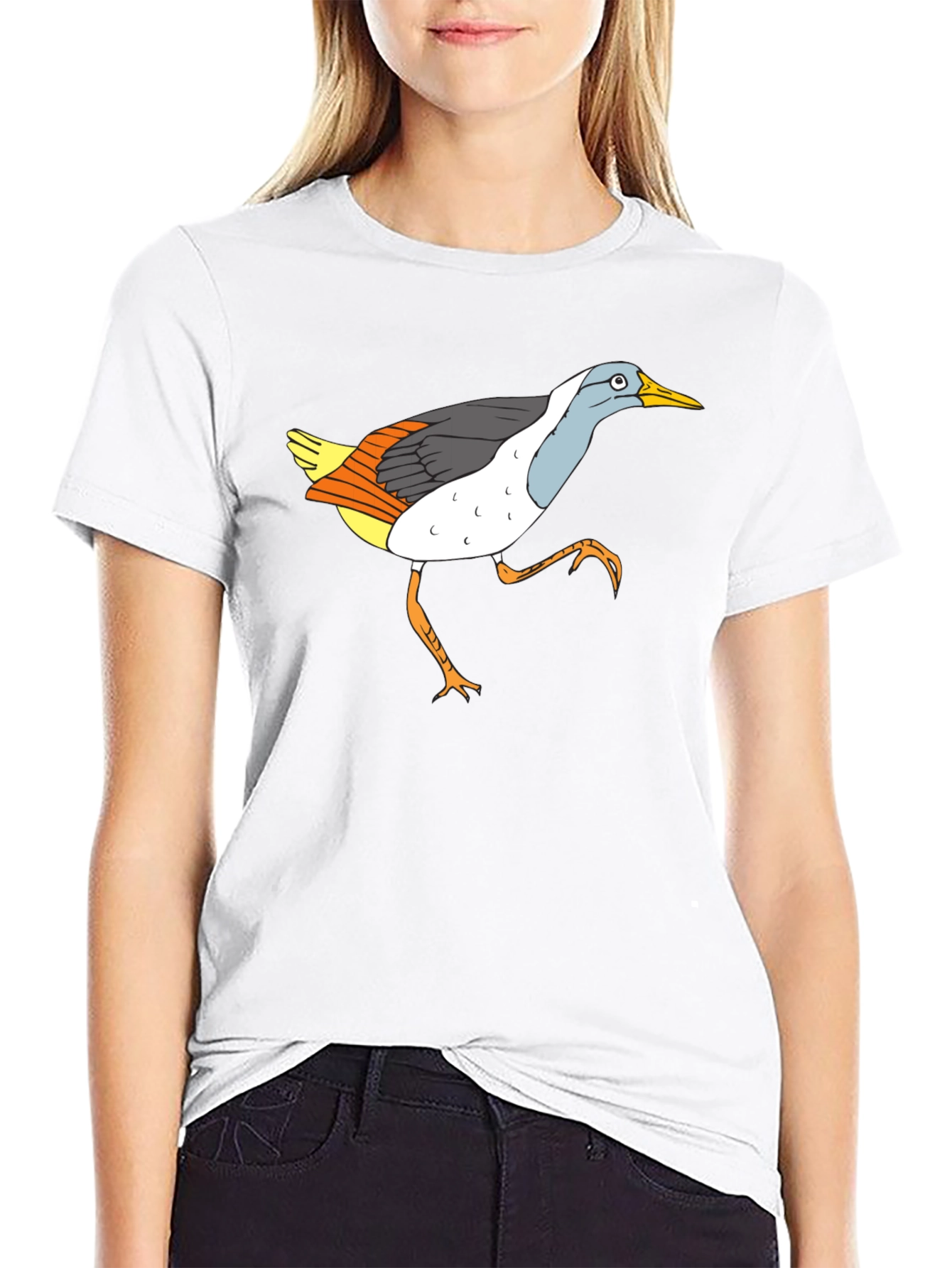 Funny Bird Graphic Black T-Shirt