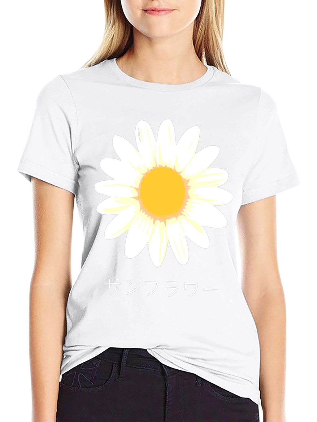 Sunflower Graphic T-Shirt - Japanese Text