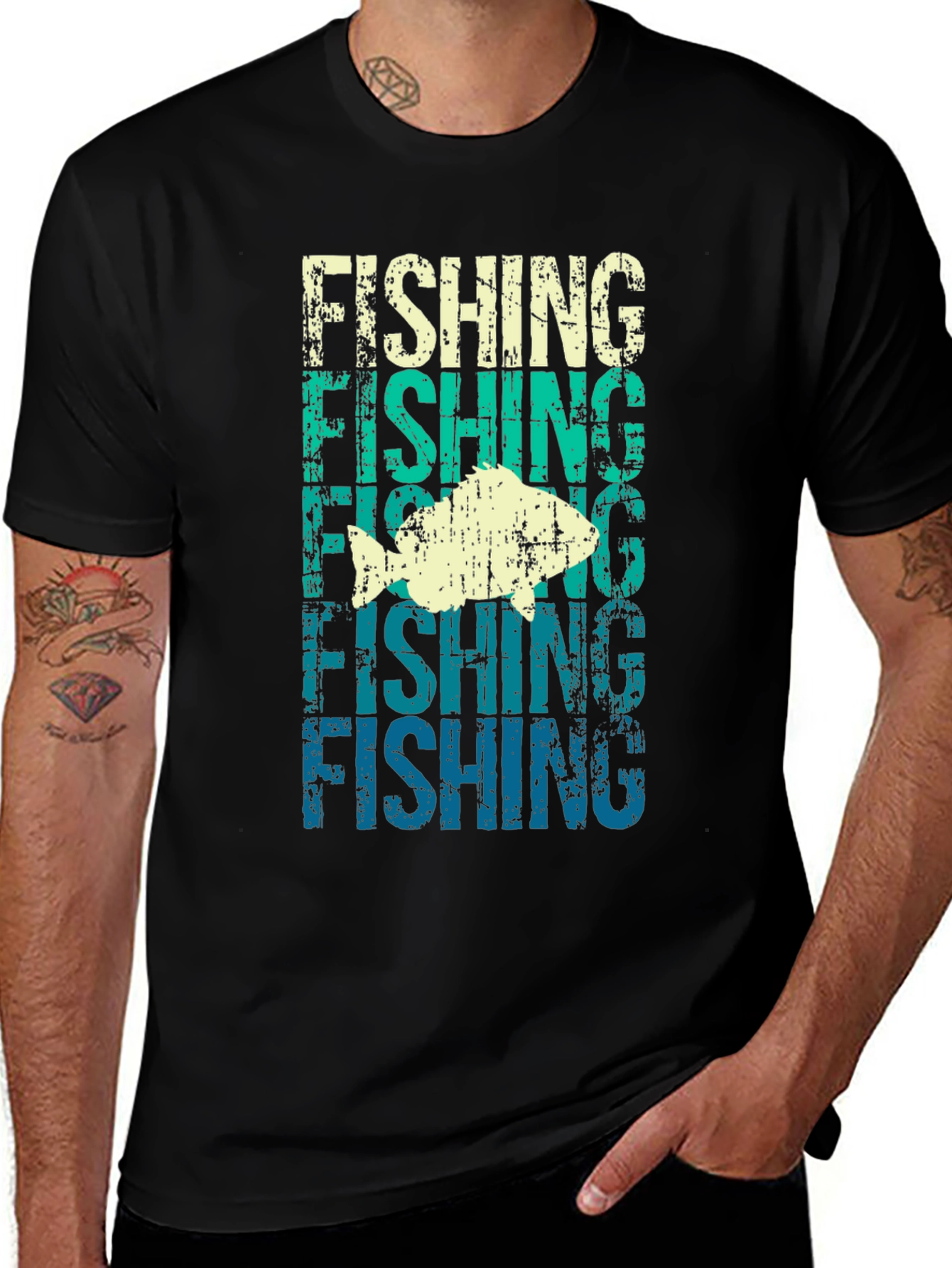 Retro Fishing Graphic Tee - Distressed Design
