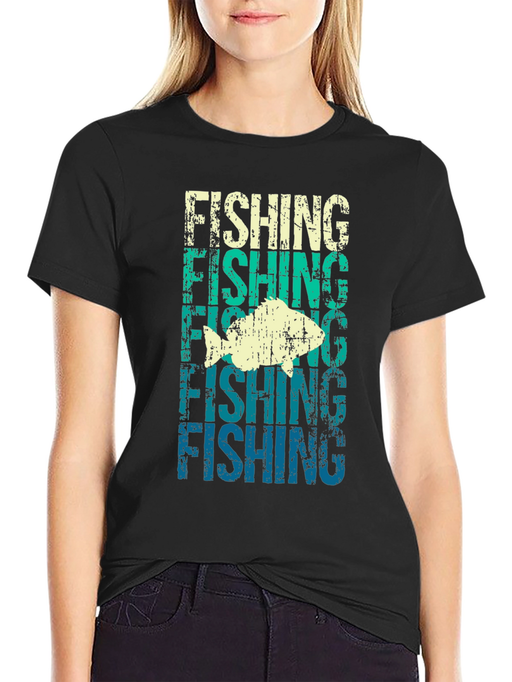Retro Fishing Graphic Tee - Distressed Design
