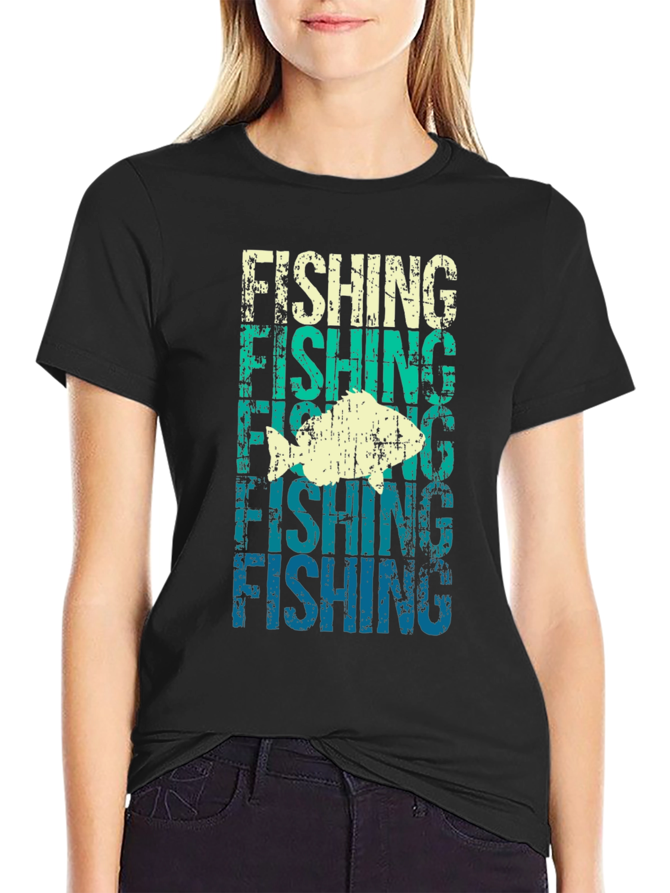 Retro Fishing Graphic Tee - Distressed Design