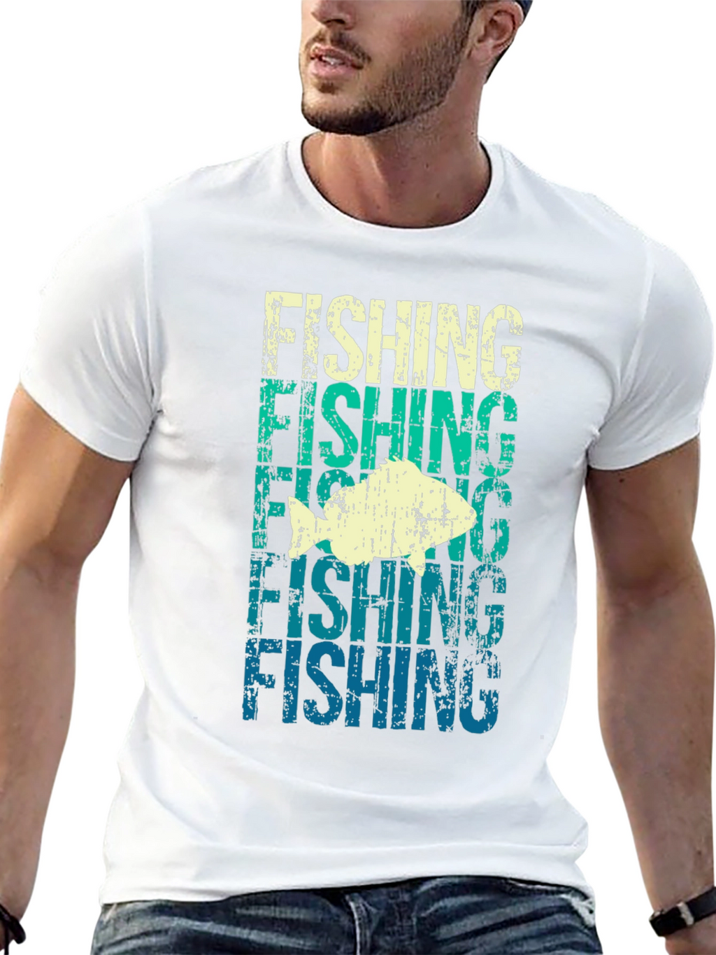 Retro Fishing Graphic Tee - Distressed Design